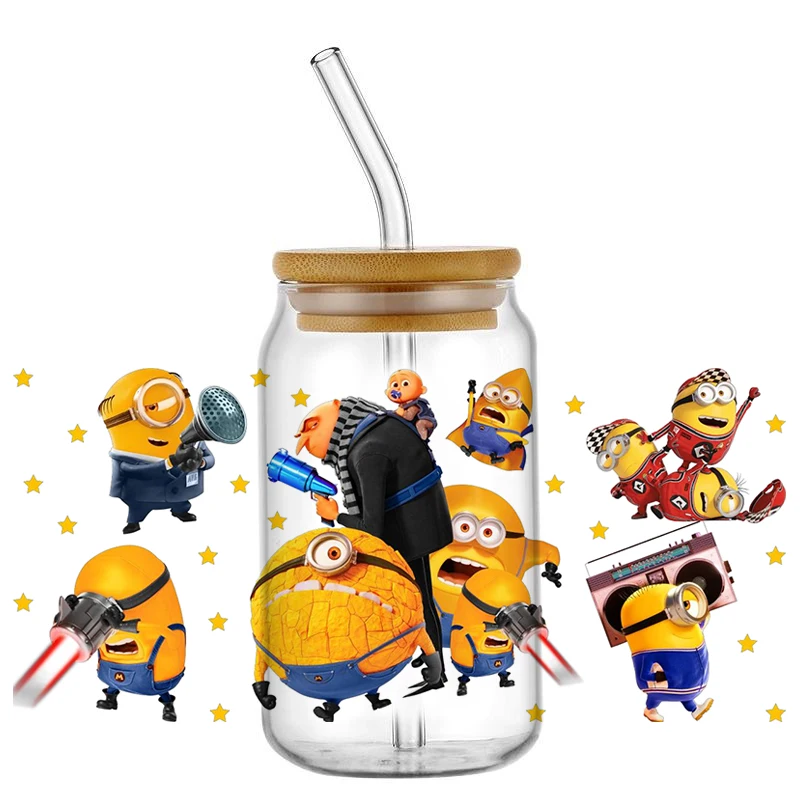 Miniso Миньоны Новый 30 смешанный дизайн популярный мультфильм UV DTF кружка Наклейка 3D
