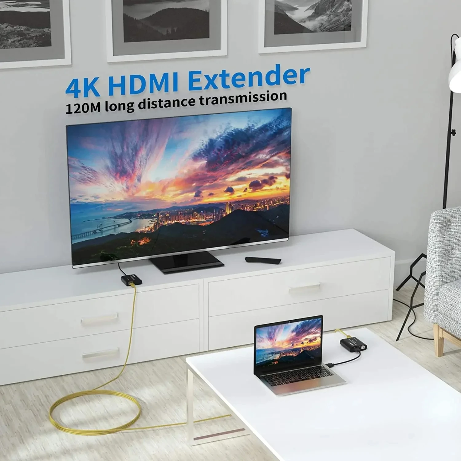 Фото 4K 120 м HDMI удлинитель Vs 1080p 60 м HDMI удлинитель аудио видео конвертер по Rj45 Cat5e Cat6 Ethernet-кабель для PS4 ПК ноутбука к телевизору №2