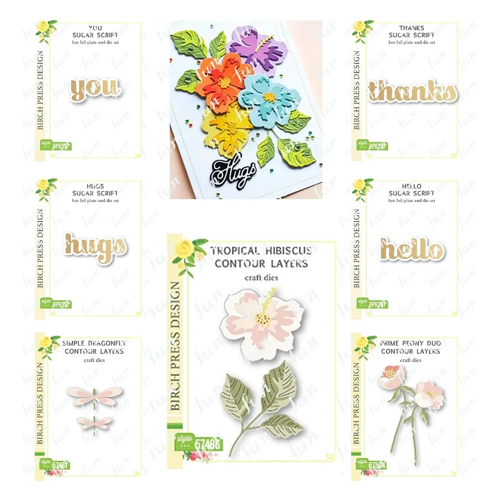 

New You Thanks Hugs Hello String Art Frame Dragonfly Flower Metal Cuts Hot Foil Plate Dies Set DIY Scrapbooking Cards Embossing