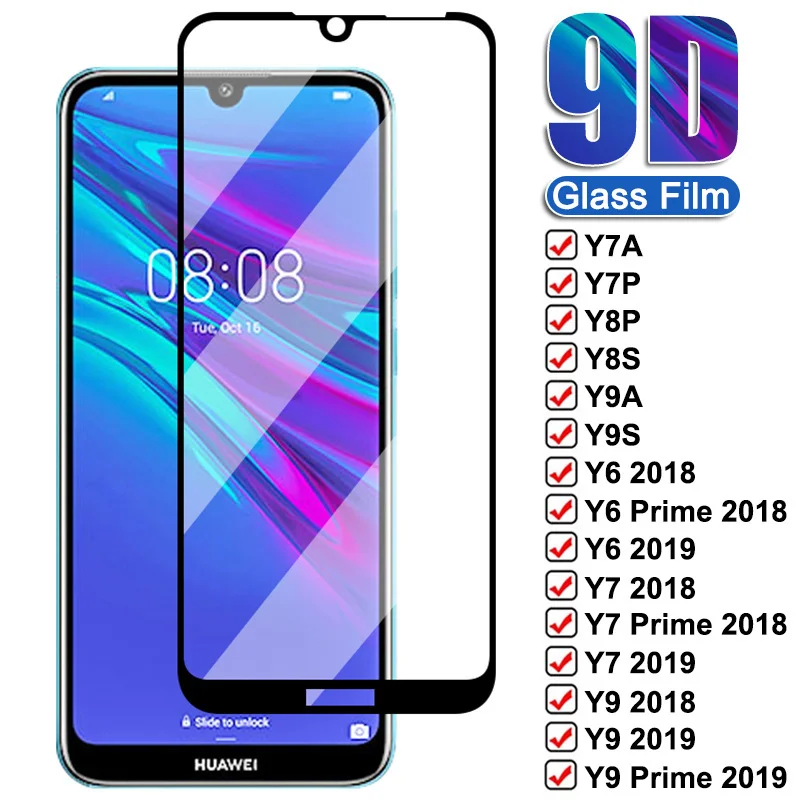 

9D Tempered Glass For Huawei Y6 Y7 Y9 Prime 2018 2019 Screen Protector Y5P Y6P Y6S Y7A Y7P Y7S Y8P Y8S Y9A Y9S Glass Film Case