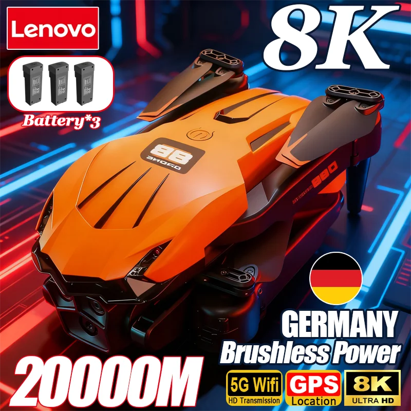 Фото Дрон Lenovo D88 8K с двойной HD-камерой для аэрофотосъемки, интеллектуальным обходом препятствий, бесщеточным двигателем, 5G Wi-Fi, GPS и функцией возврата, VR-дрон №1