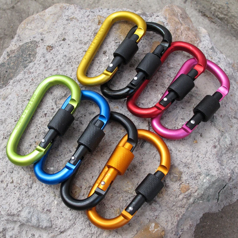 

5Pc 8cm Aluminum Carabiner Hook Quickdraws D-Ring Key Chain Clip Camping Keyring Snap Hook Outdoor Travel Kit Outdoor Accessries