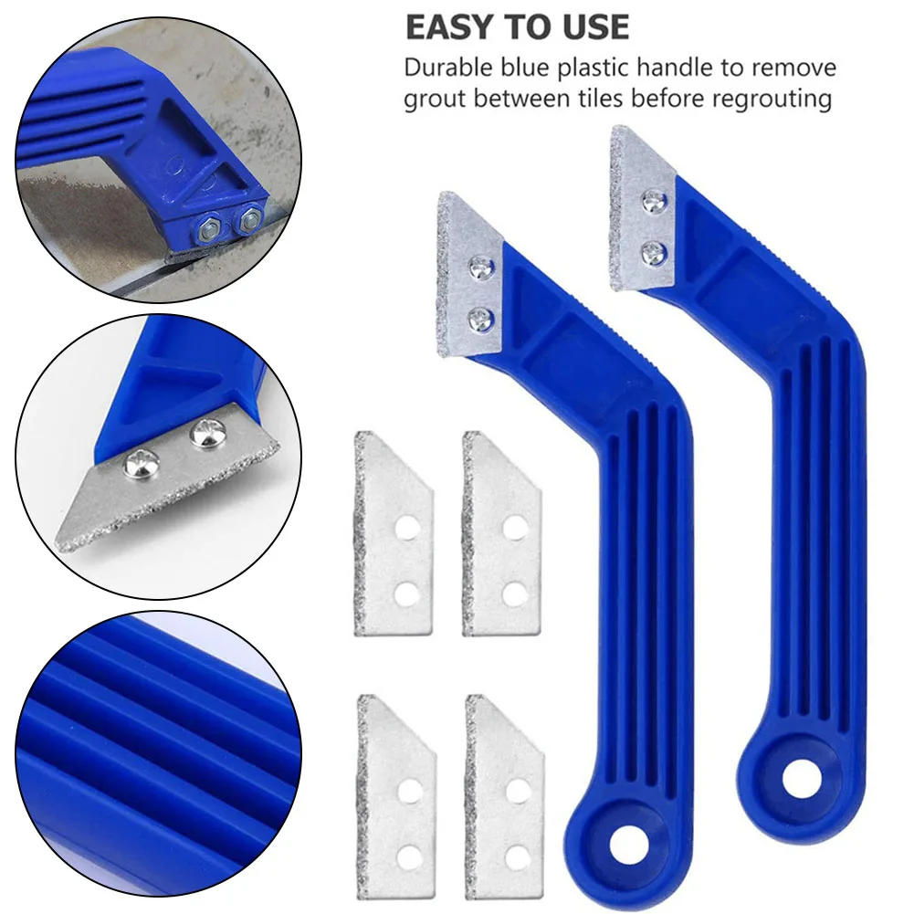 

2pcs Ceramic Tile Gap Hook Cutter With 4pcs Blades Tile Gap Grout Cleaning Remover Wall Floor Tiles Joint Cleaner Scraper Tool
