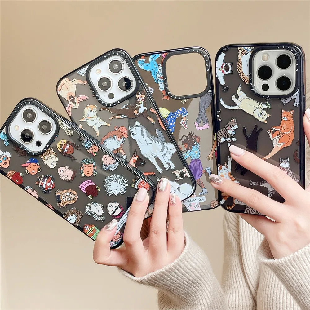 

Black Cat Family Creative Pattern TPU Phone Case For iPhone 11 12 13 14 14Pro Max 14 14Plus Shockproof Acrylic Silicone PC Cover