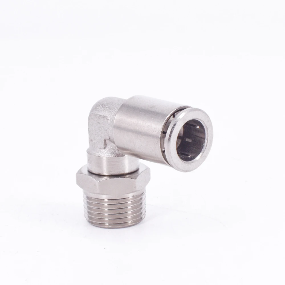M5 1/8" 1/4" 3/8" 1/2" BSPT Male Elbow Pneumatic Nickel Plated Brass Push In Quick Connector Release Air Fitting Plumbing images - 6