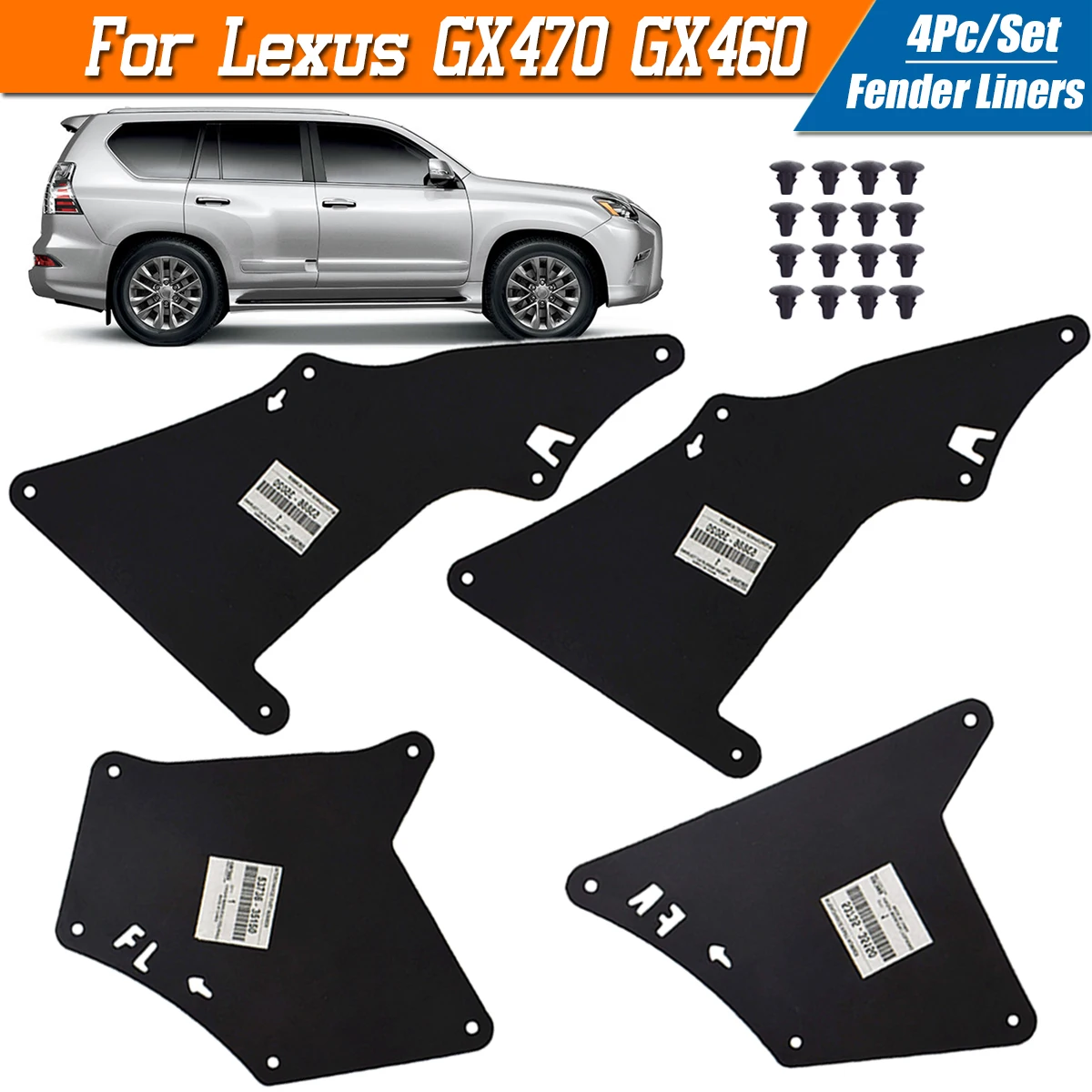 

Для Lexus GX470 GX460 03-20 брызговики брызговики вкладыши на крылья щит фартук уплотнение 53735-35150 53736-35150 53886-35020