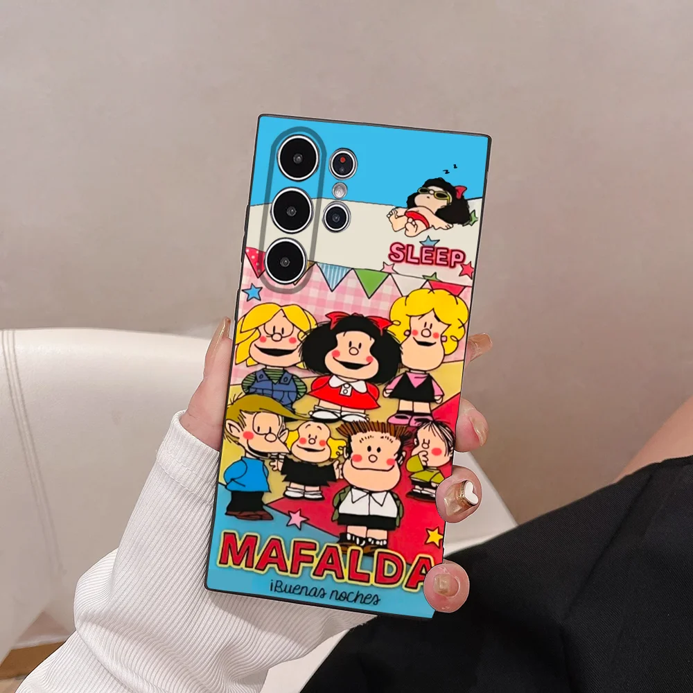 Фото Чехол для телефона с милой девушкой из мультфильма M-Mafalda для Samsung Galaxy S25 S24 S22 S23 Ultra S21 S20 Plus 5G, матовый нескользящий полный мягкий чехол №4