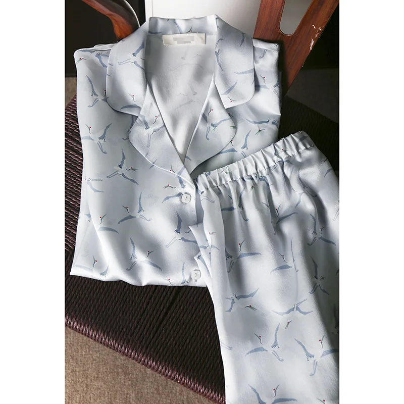 

Роскошная пижама из чистого шелка 25 мм, ночное белье Serica, домашняя одежда из шелка тутового шелкопряда с принтом, пижамы для женщин, женское бельё, бельё