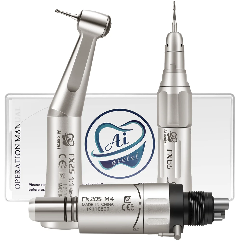 

FX205S Top Quality Air Motor Set 2/4 Hole Straight Polishing Machine Low Speed Contra Angle External Water Dental Unit