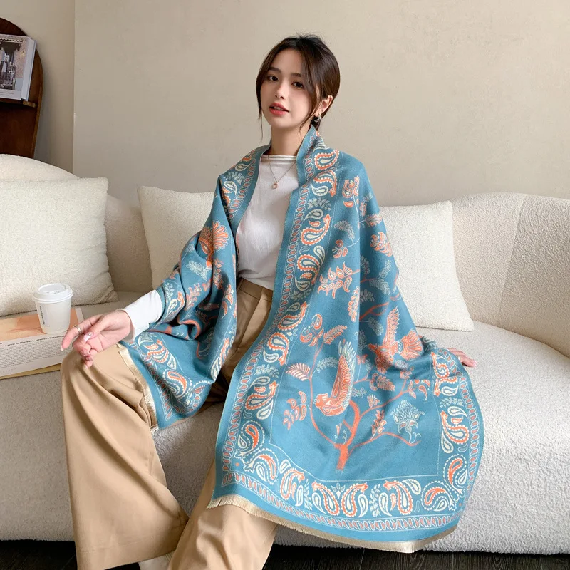 

New Design Long Winter Scarf Women Luxury Outer Warm Scarf Shawl Dual-purpose Ladies Double Sided Scarf Women's Gift Neckerchief