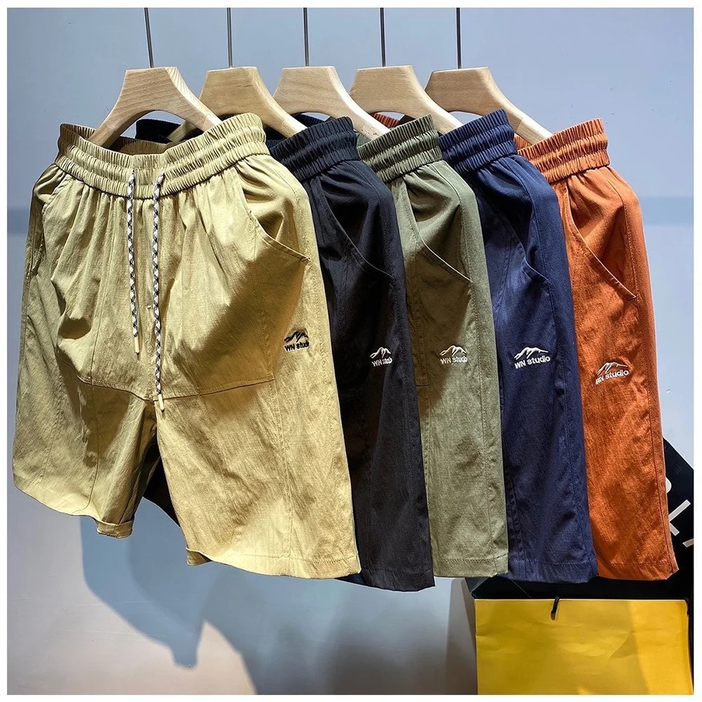 

Men's Beach Pants Embroidery Shorts Summer Men's Casual Loose Speed Dry Pants Swimming Shorts Sports Fitness Running ventilate S