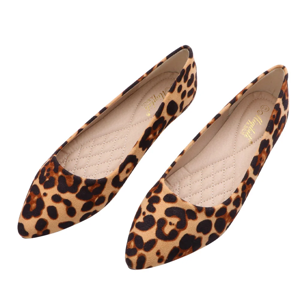 

Leopard Ballet Flat Shoes Classic Pointed Low Heel Mules Comfortable Wedding Party Shoes