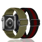 Ремешок нейлоновый для Apple Watch Band 44 мм 40 мм 38 мм 42 мм 41 мм 45 мм, регулируемый эластичный соло-браслет для iWatch 3 4 5 6 se 7