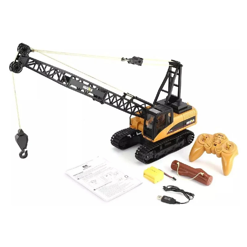 

HUINA 1572 15ch RC Alloy Crane 1/14 2.4GHz Engineering Movable Latticed Boom Hook Mechanical Truck Toy Car with Sound Light
