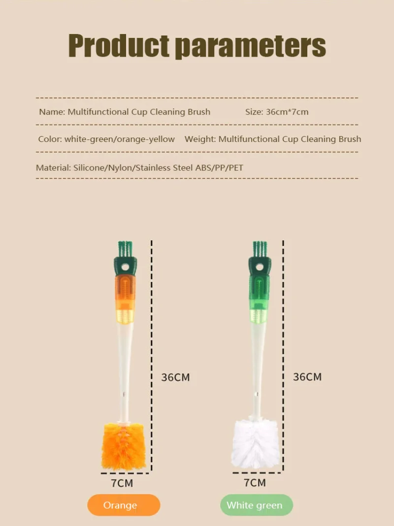 Щетка AllinOne Cup Brush с длинной ручкой для очистки моркови зернистых пазов и соломинок