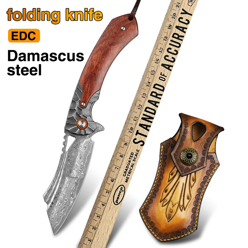 VG10 Damascus steel blade pocket knife folding tactical pocket knife outdoor camping hunting survival multi-function EDC tool