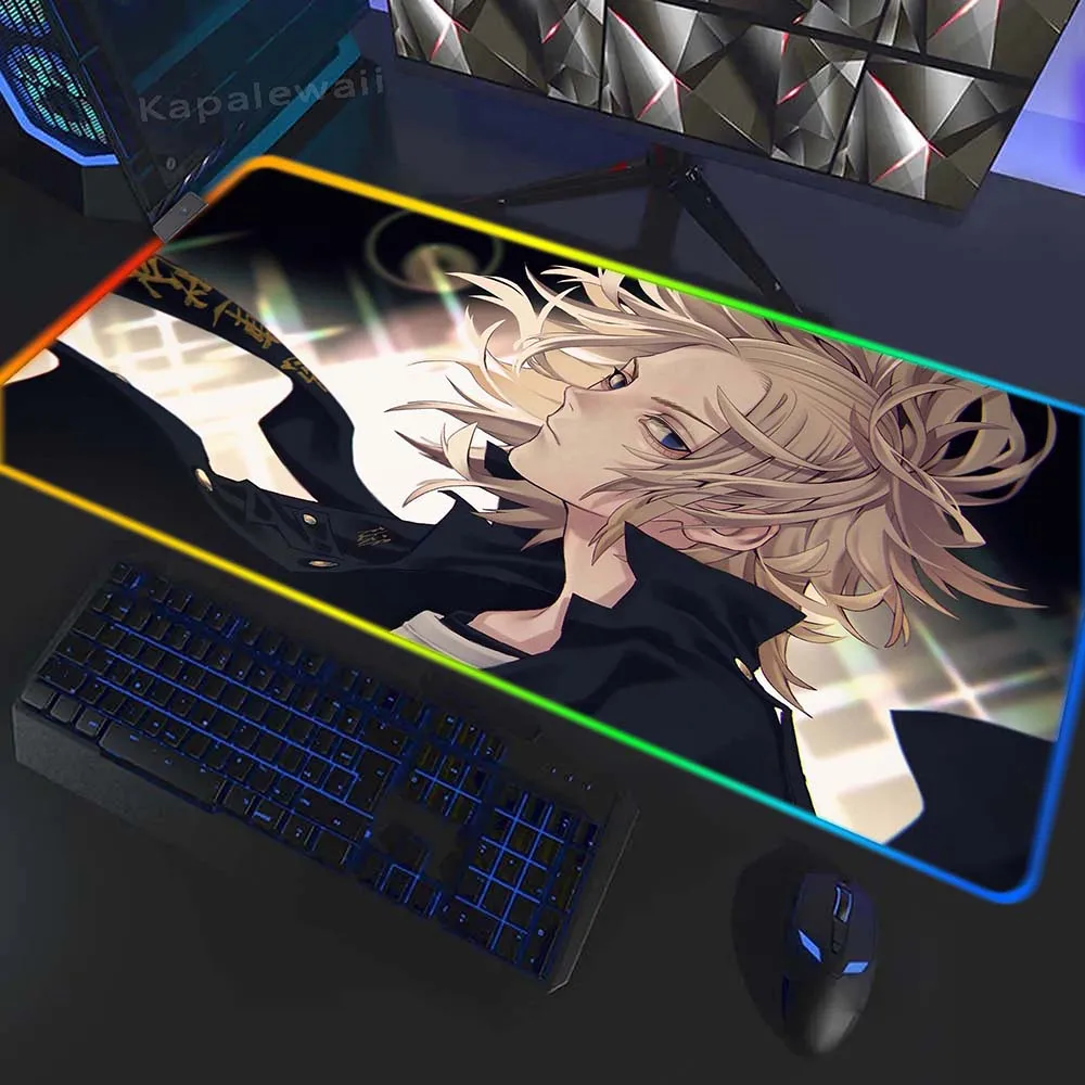 

Tokyo Revengers RGB Quality Mouse Pad Gaming Mousepad Large Keyboard Pads LED Deskmat Game Mouse Mat Gamer Desk Mice Pad 40x90cm
