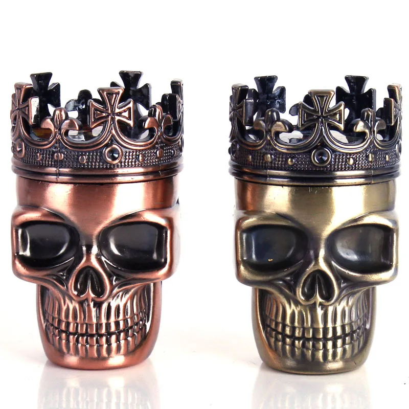 

Metal Skull Ghost Head Triple Layer Zinc Alloy Manual Tobacco Grinder Weed