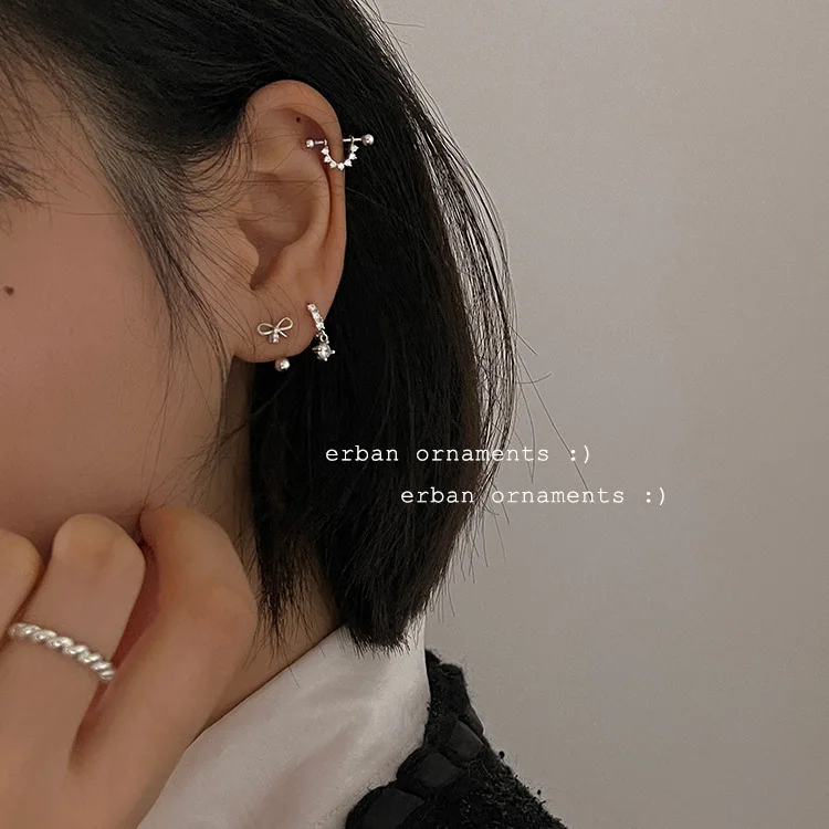 

925 Silver Needle Screw Buckle Sterling Silver Earring Female Bone Stud Summer Earrings Fashion Customized Earrings for Women