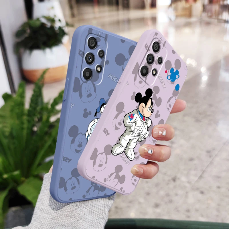 

Liquid Rope Cover Mickey Astronaut Donald Duck Phone Case For Samsung A73 A53 A33 A52 A32 A23 A22 A71 A51 A21S A03S A50 A30 5G