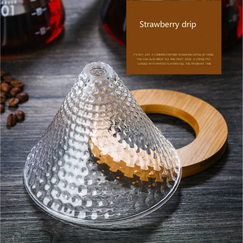 Клубничный СТЕКЛЯННЫЙ КОФЕЙНЫЙ капельный V-образный кофейный Воронка