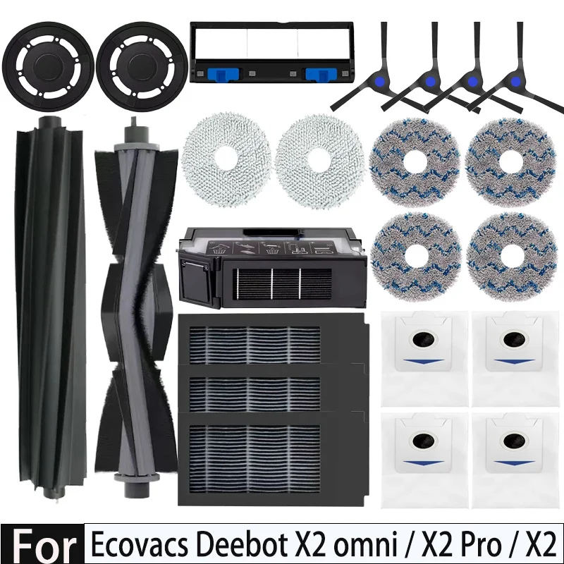 Фото Для Ecovacs Deebot X2 Omni X2Pro X2 Робот-пылесос Аксессуары Ролик Боковая щетка Основный фильтр Hepa Детали пылесборника №1