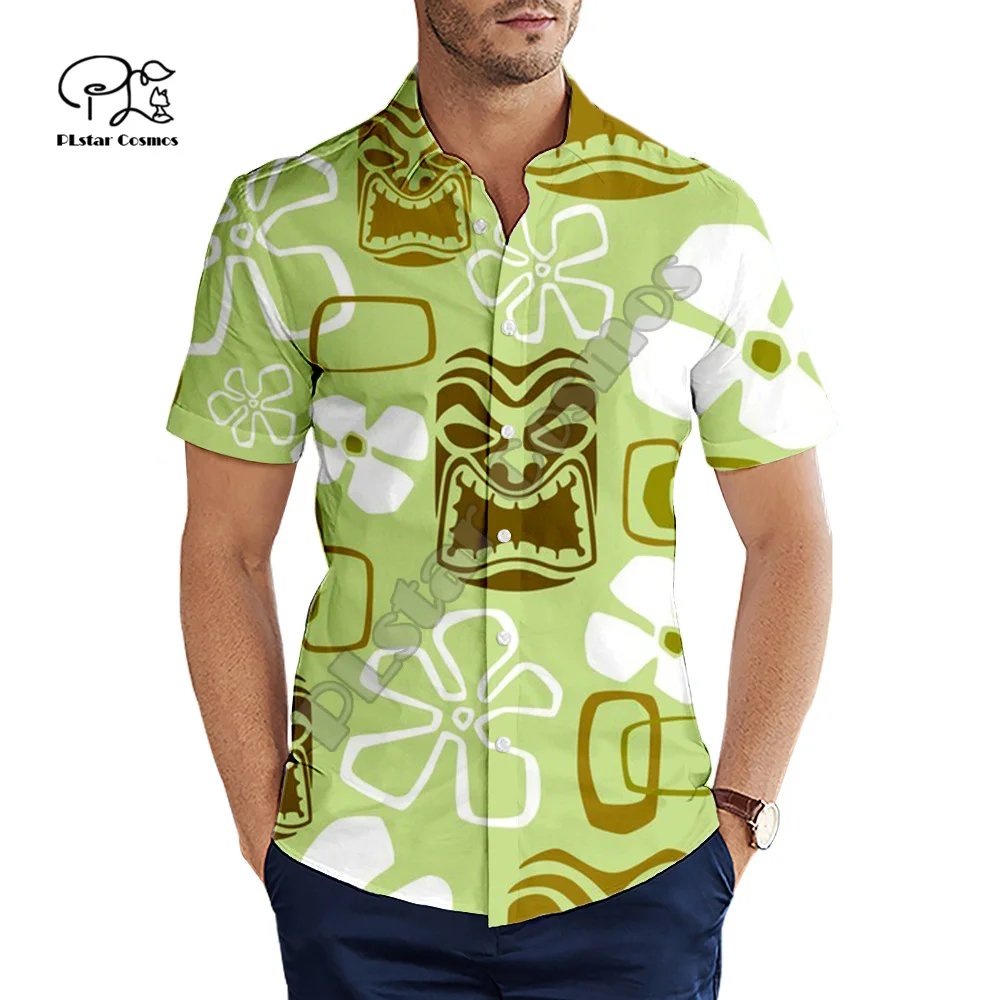 PLstar Cosmos Hawaiian Beach Shirts Skull Flowers Tribal NewFashion 3DPrint Summer Casual Funny Collar Shirts Short Sleeves X1