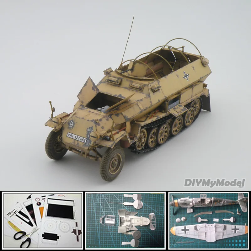 

3D Papercraft Toys 1:25 scale World War II Germany Sd.Kfz.251/1 Ausf.C Half Track Armoured Personnel Carrier Paper models