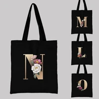 flower letter printing tote bags for women reusable shopping bag casual eco student shopper bag bolsa feminina drop shipping