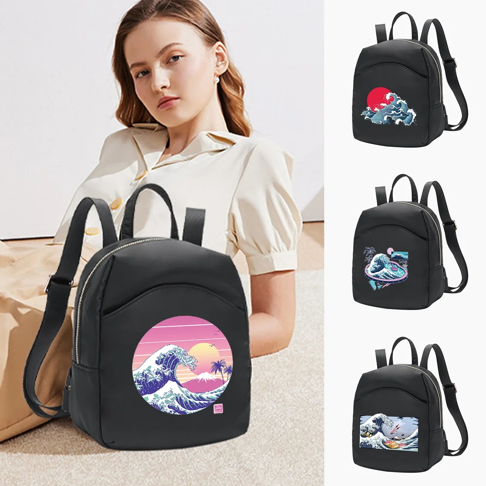 

2022 Women Mini Backpack Shoulders Samll School Bag for Girl Crossbody Bag Designer Backpack Travel Book Bag Wave Series Pattern