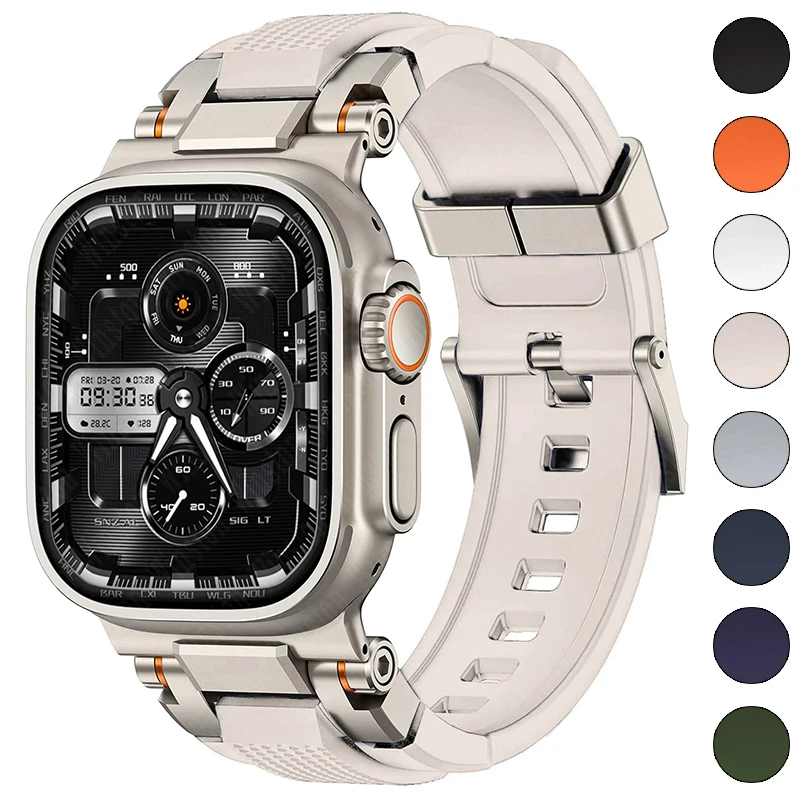 Фото Модный ремешок для Apple Watch Band 49 мм 46 мм 45 мм 44 мм Ultra 3/2 Силиконовый браслет для Iwatch Series 11 10 9 8 7 6 5 SE Correas №2