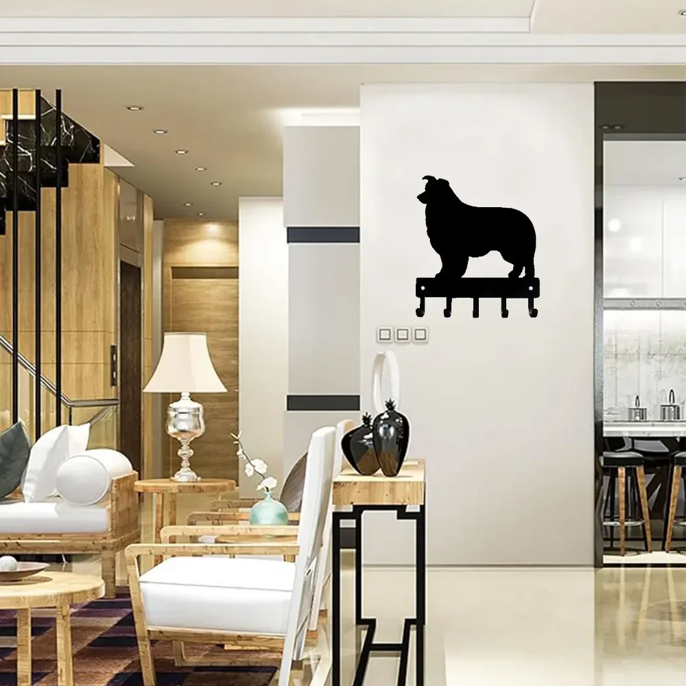 1 Шт. Настенный Железный Держатель Для Ключей С Дизайном Собаки Бордер-колли