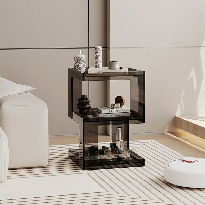 Акриловый черный прикроватный столик современный минималистичный роскошный