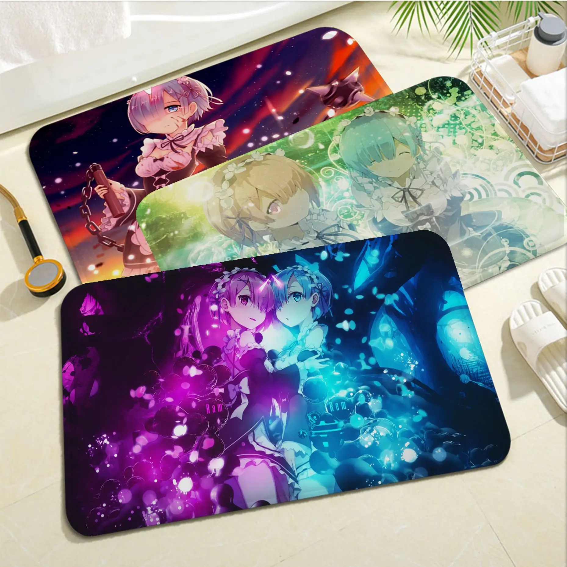 

Anime Re Zero Starting Life in Another World Rem Floor Mat Bathroom Mat Kids Room Bedroom Decoration Balcony Anti-Slip Rug