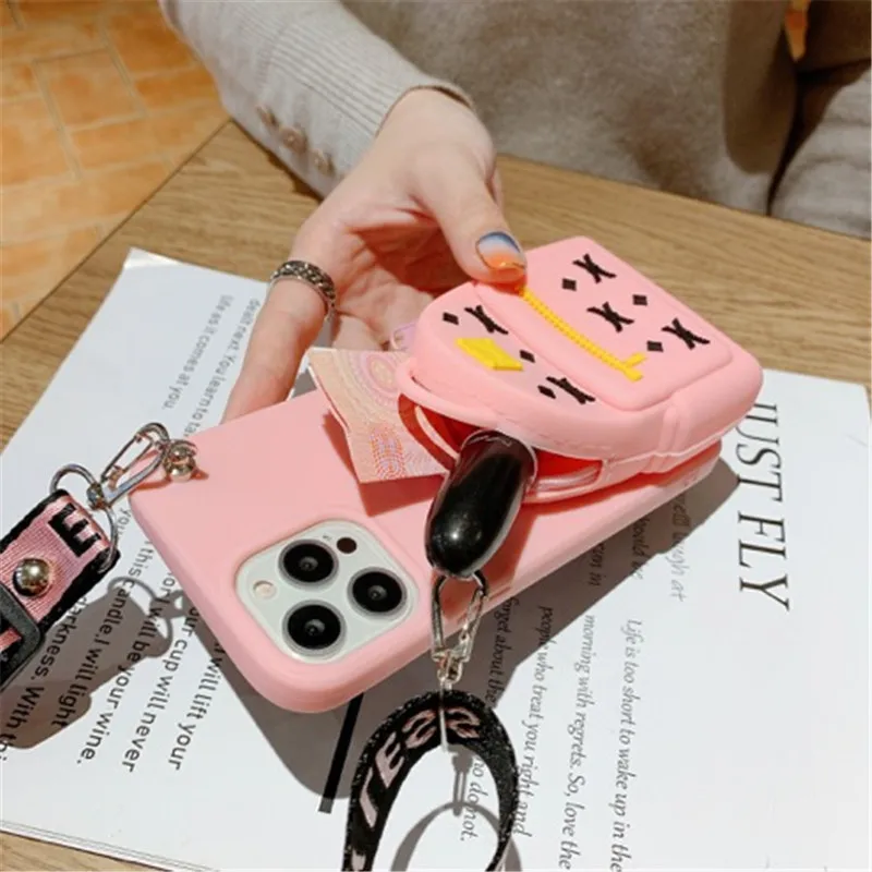 School Bag Cartoon Zero Wallet Suitable for Xiaomi 12TPRO Phone Case Red Rice NOTE11S Diagonal Strap Storage for Women