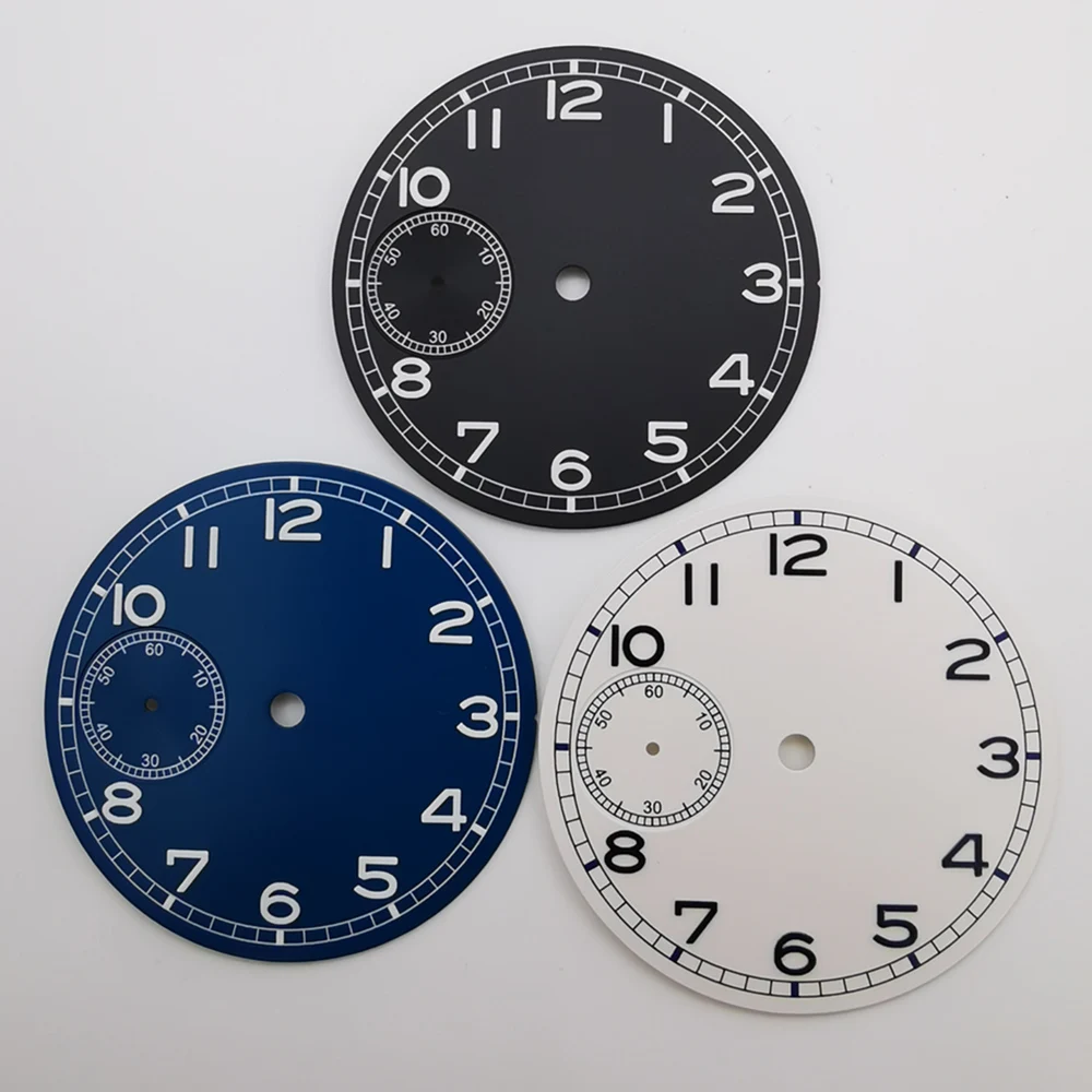 37 мм светящийся черный синий белый стерильный циферблат часов подходит для ETA6497