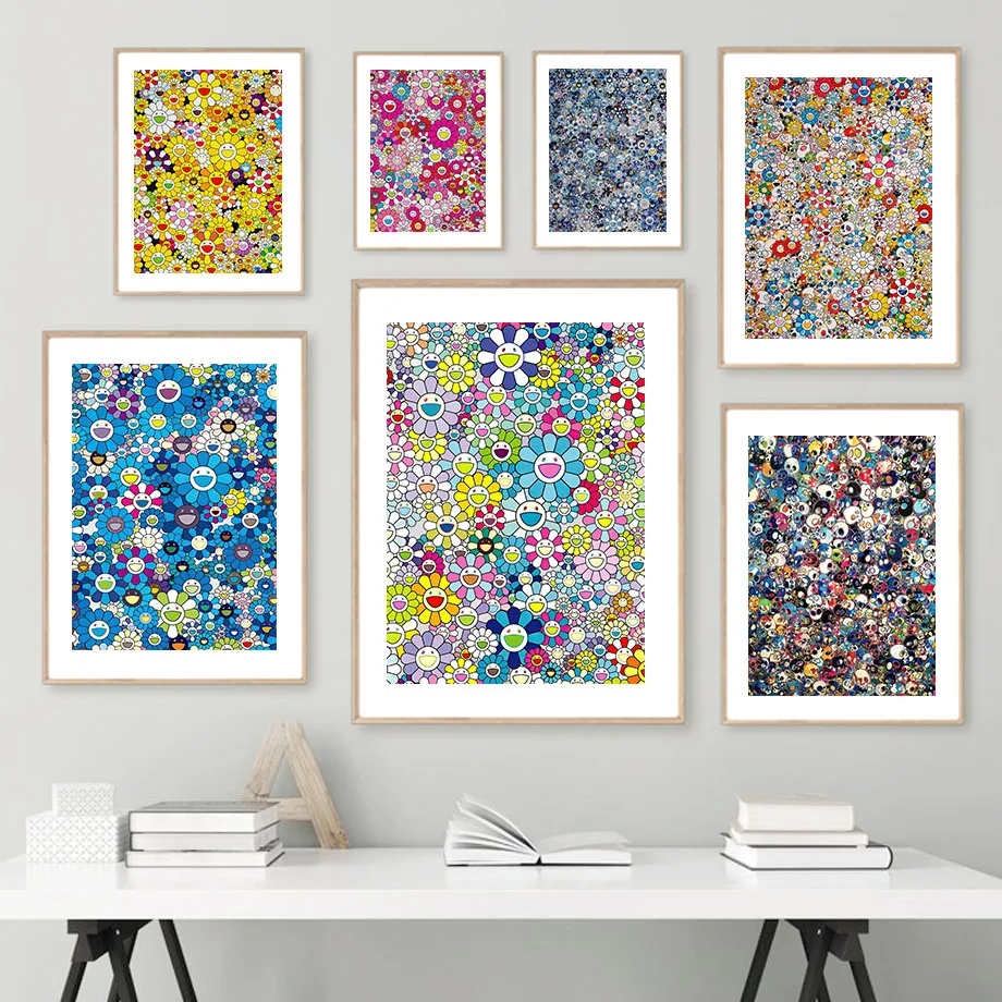 

Abstract Sunflower Wall Pictures Fashion Yellow Red Blue Skull Wall Art Canvas Painting Frameless Nordic Wall Picture