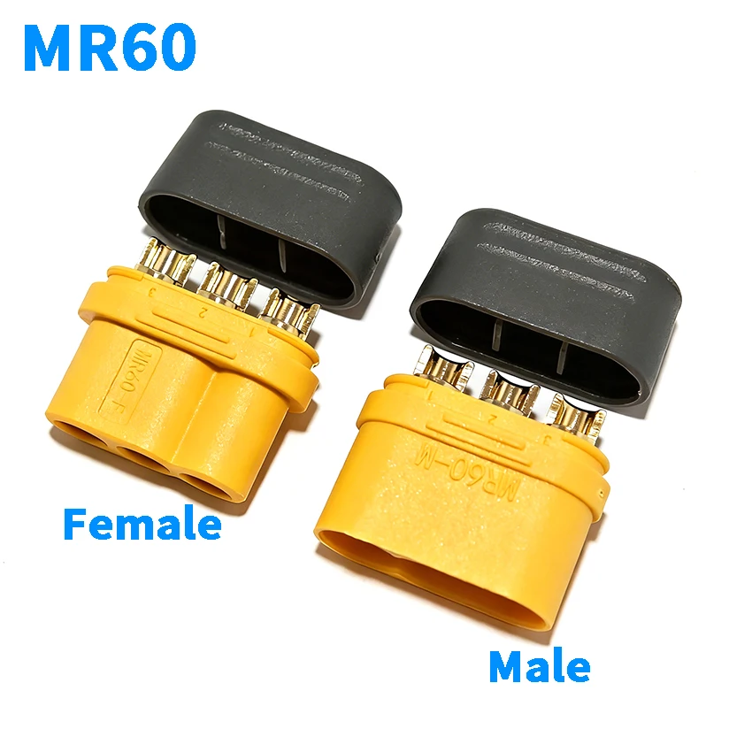 Фото Разъем MR60 MR30 MT30 MT60-M/F (штекер/гнездо) с защитным кожухом для RC Lipo аккумуляторов и авиамоделей, 3-контактный №1