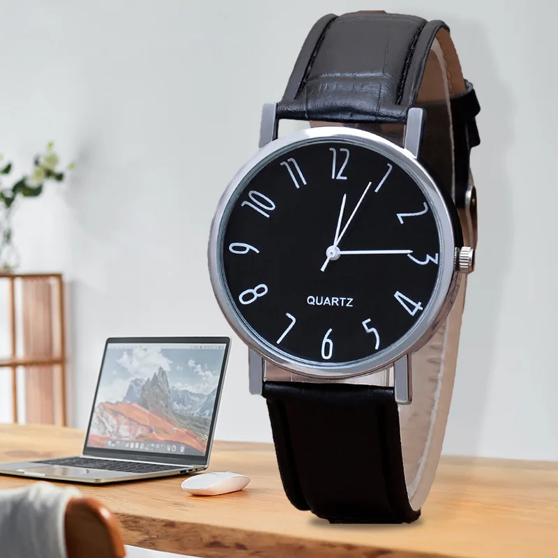 

Men's watch quartz watch blue glass strap watch unisex couple black business temperament