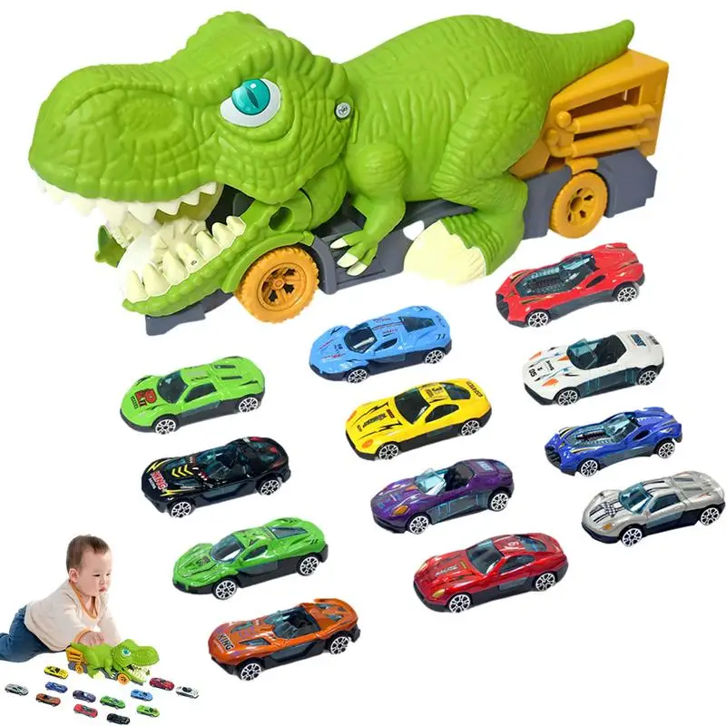 

Children's Dinosaur Trucks Funny Dinosaur Transport Truck Dinosaur Toy Car Dinosaur Car Truck Devourer Sliding Inertia Car Alloy