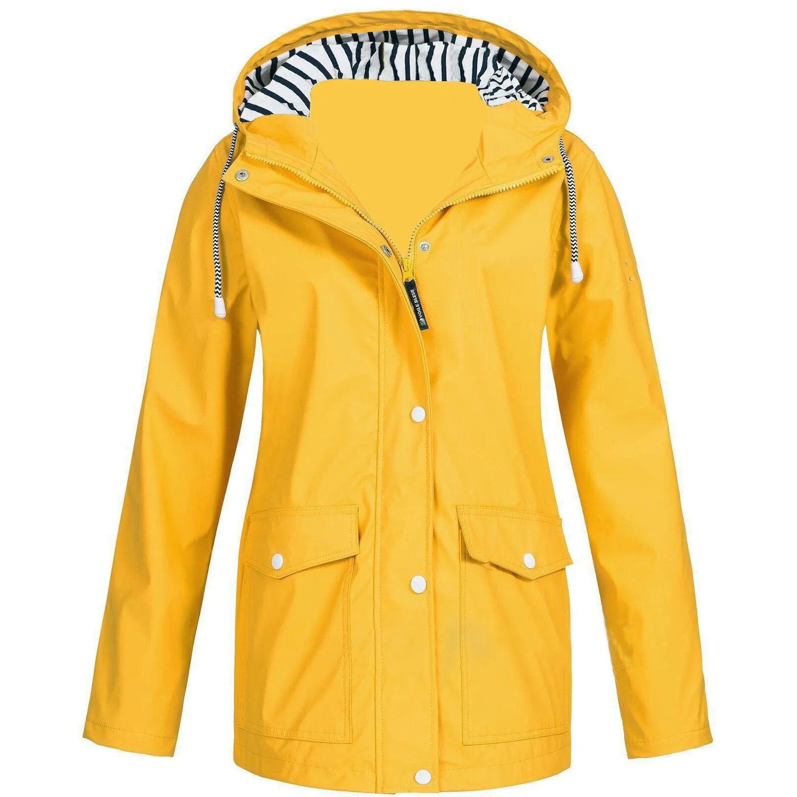 Модная легкая куртка от дождя с капюшоном и длинным рукавом на молнии ветровка