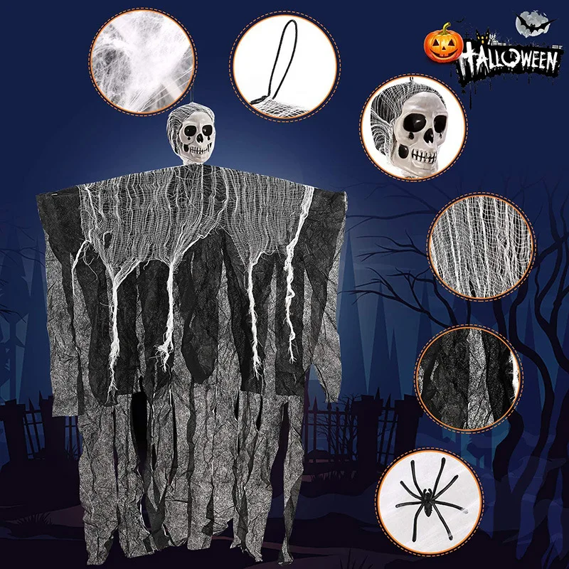 

fiery Halloween decoration hanging ghost scene decoration skull hanging ghost hanging haunted house doll