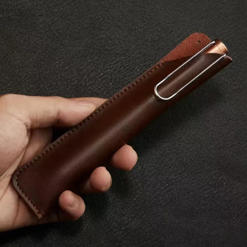 

Handmade Retro Genuine Leathe Pencil Case Soft Pen Storage Bag Pouch Nature Cowhide Pencilcase School Office Stationery Gift