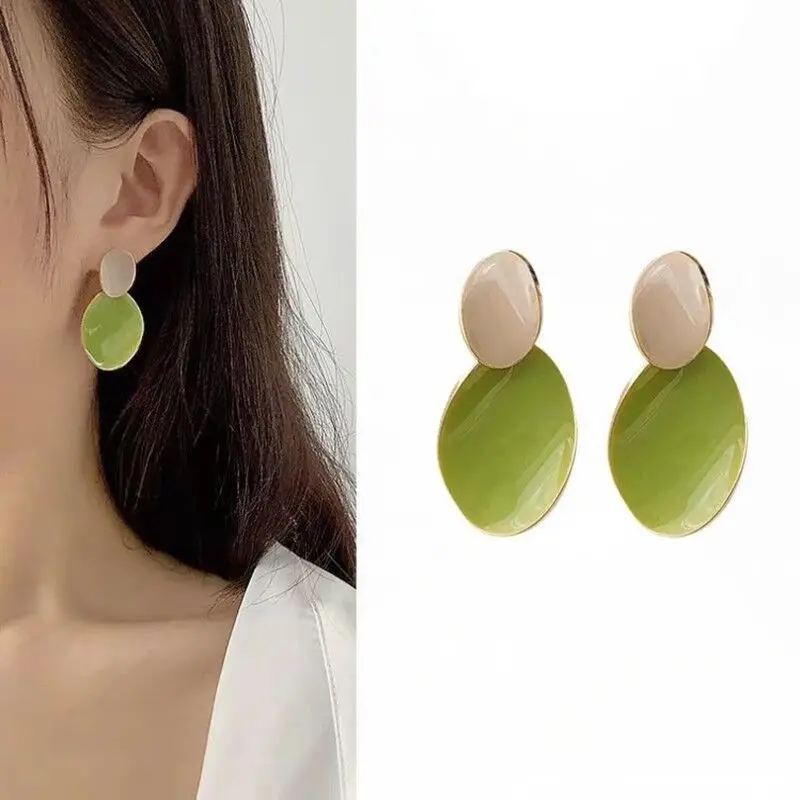 

Minimalism Morandi Color Contrast Earrings Temperament Glossy Stud Earrings for Women Casual Ear Rings boucle d’oreille femme