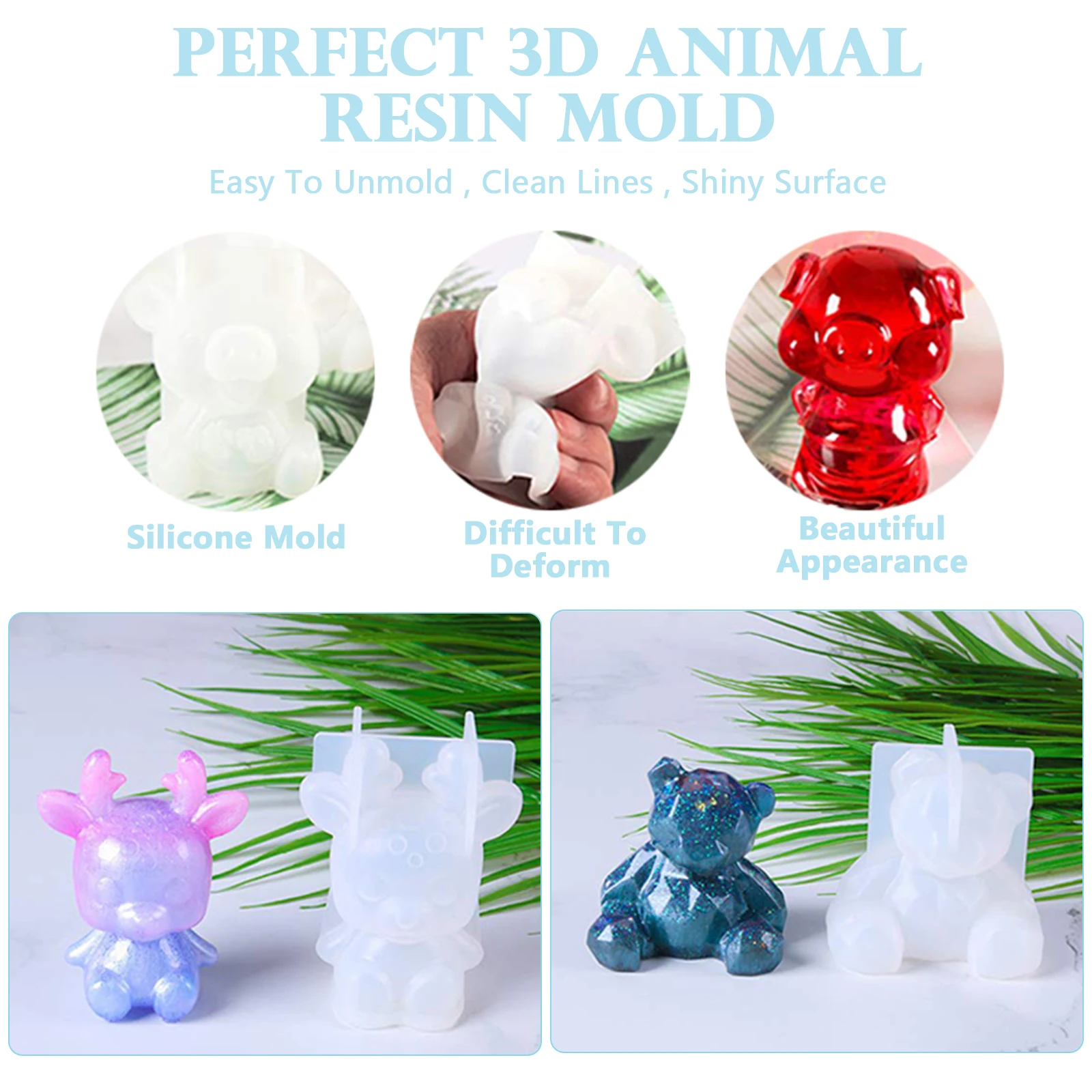 Женская силиконовая форма геометрический медведь кролик мультяшное животное