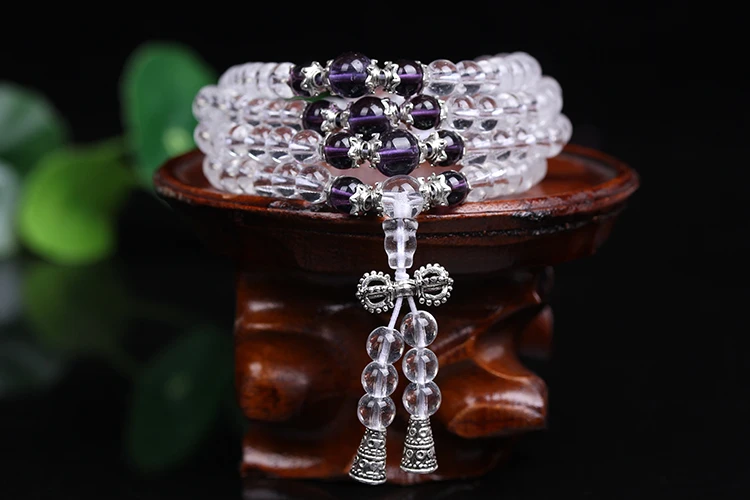 

Fashion 108pcs Prayer Beads Strands Bracelet White Crystal Tibetan Buddhist Mala Buddha Jewelry For Women's Gifts Drop Shipping