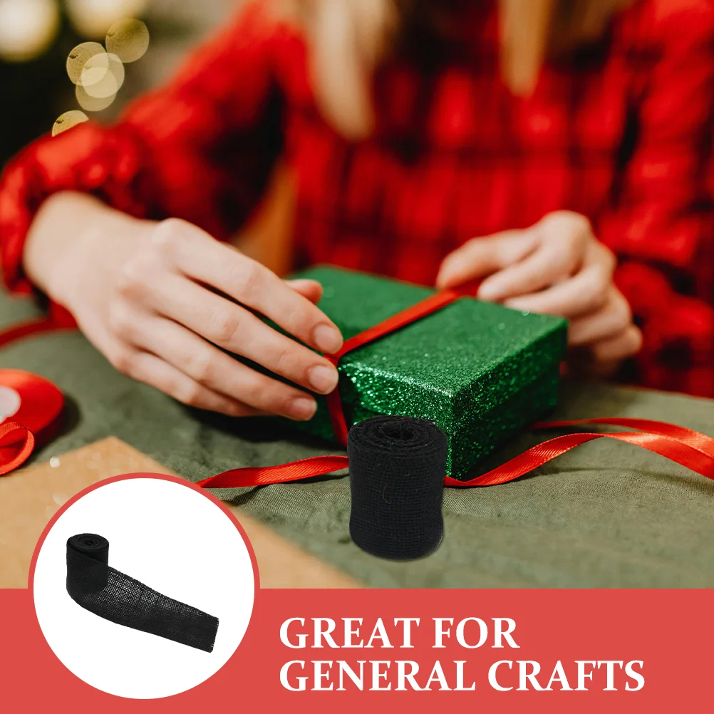 2 м черный свадебный декор Рождественская лента для поделок мешковина