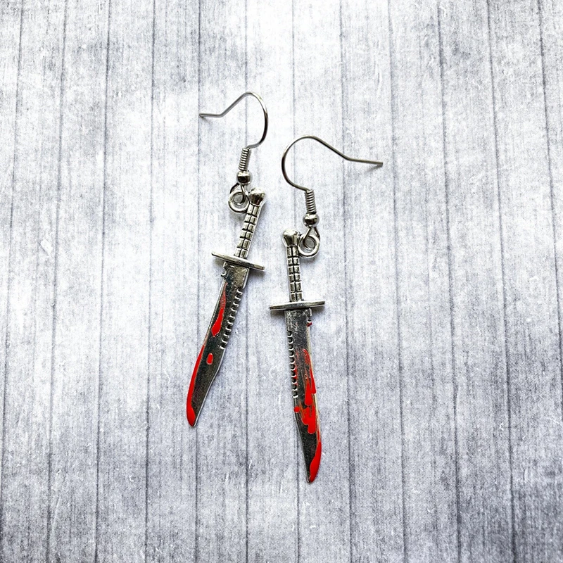

Gothic Blood Staining Dagger Earrings Vampire Slayer Personalized Alternative Earrings Cool Punk Goth Jewelry Gift For Women
