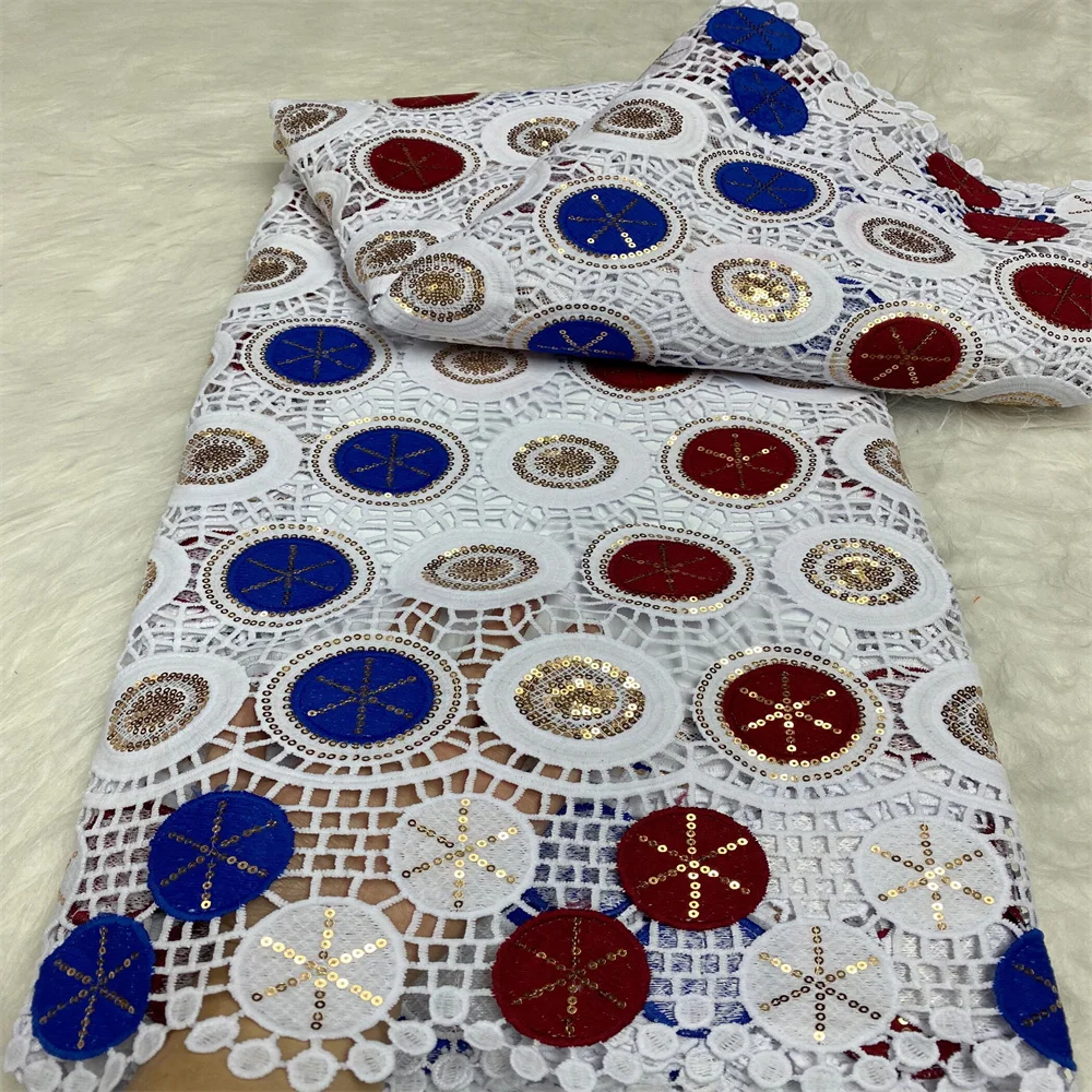 

Нигерийский водорастворимый гипюр с блестками, кружевная ткань 2023, высококачественное кружево, французское Африканское кружевное платье