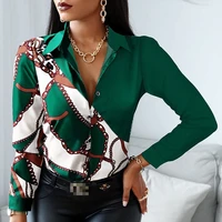 blouse women 2022 long sleeve print blouse turn down collar buttons elegant shirt ladies office wear shirts drosphipping